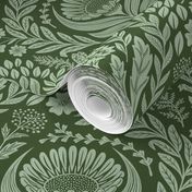 Victorian Floral Damask - green