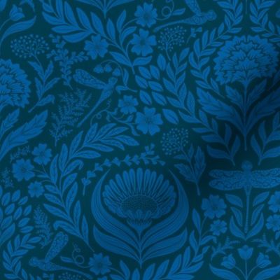 Victorian Floral Damask - blue