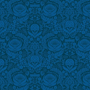 Victorian Floral Damask - blue