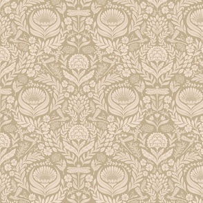 Victorian Floral Damask - tan