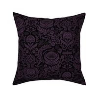 Victorian Floral Damask - black purple