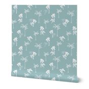 Palm tree forest - summer jungle botanical surf theme tropical boho design white on moody blue