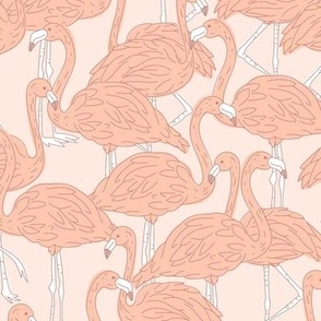 Freehand flamingo beach - summer tropical flamingos and island vibes peach orange blush