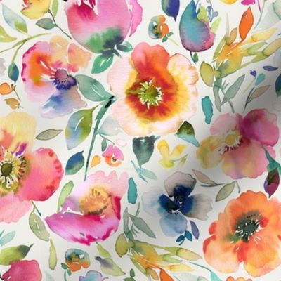 Artistic poppies Spring Watercolor wedding floral Multicolor Small