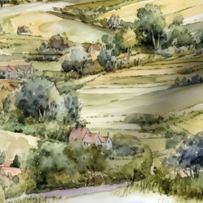 Country view watercolour 
