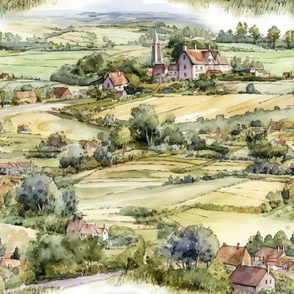 Country view watercolour 
