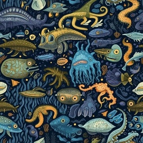 Doodle deep sea oddities blue 