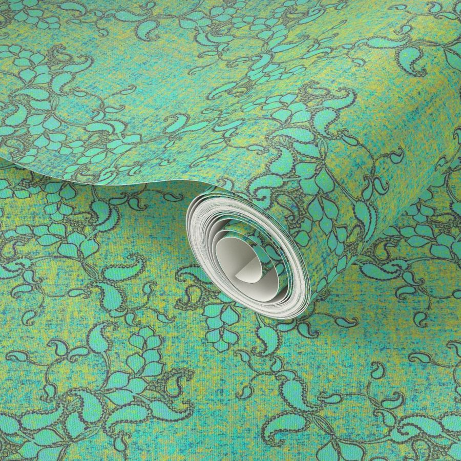 Paisley Texture Aged aqua