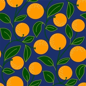 Trailing Vines with Oranges-Navy