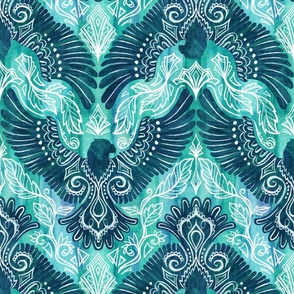 Soar on Wings Like Eagles in Teal Blue and Green Large