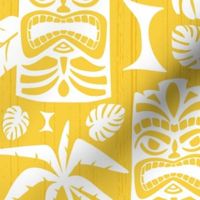 Tiki Time - Mid Century Modern Yellow White Large