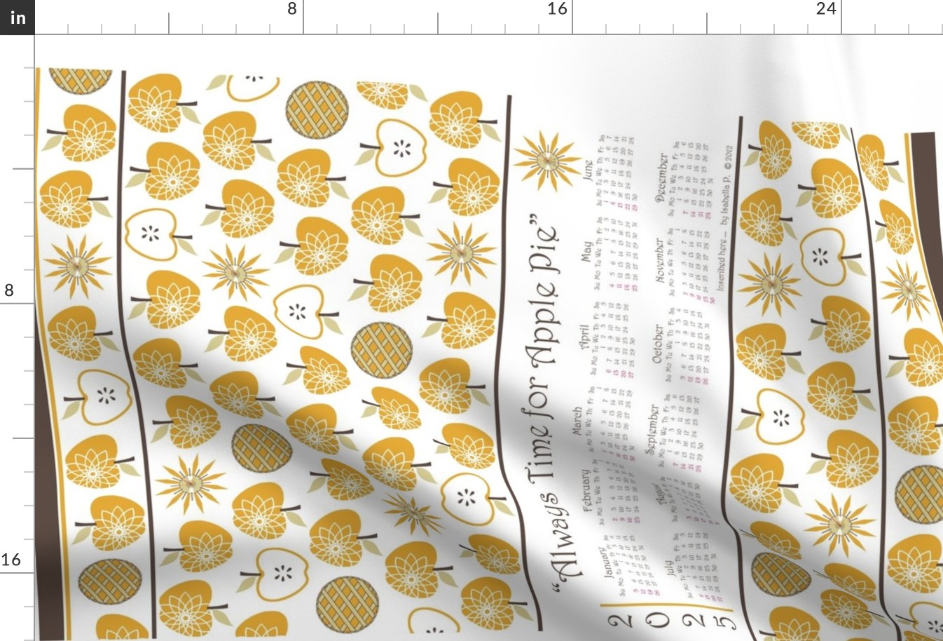 Always Time for Apple Pie - 2025 Calendar Tea Towel - Gold