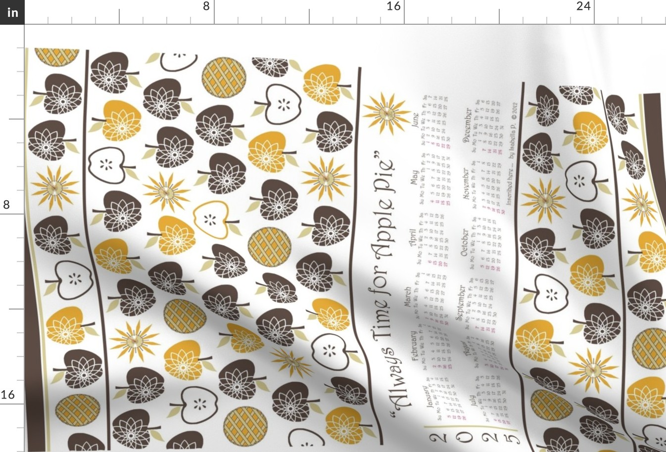 Always Time for Apple Pie - 2025 Calendar Tea Towel - Brown