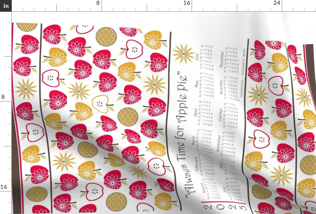 Always Time for Apple Pie - 2025 Calendar Tea Towel - Retro Red