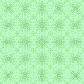 MINI - Simple Retro Daisy Tile - Green on mint green