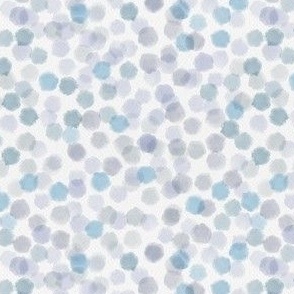 Watercolor Polka Dots - Blue + White Painted Spots