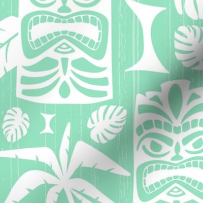 Tiki Time - Mid Century Modern Aqua White Large