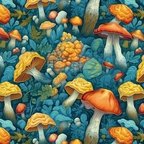 Orange and Blue Mushrooms