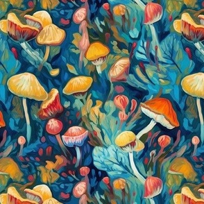 Watercolor Mushroom Forest