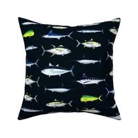 SPORTFISH Pattern Dark Navy Blue BlackYellowfin tuna, Bluefin, Blue Marlin, White Marlin, Wahoo, Swordfish, Mahi-mahi