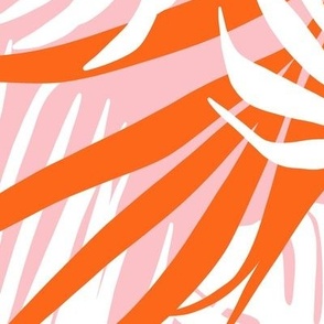 Hideaway - Tropical Palm Leaves Pink Orange White Jumbo 