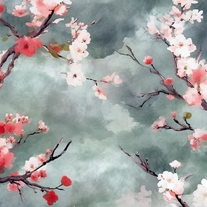 Cherry Blossom Branches - Gray Abstract Wallpaper 