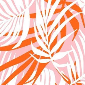 Hideaway - Tropical Palm Leaves Pink Orange White Large