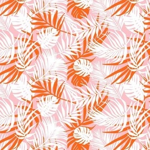 Hideaway - Tropical Palm Leaves Pink Orange White Small