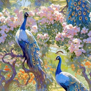 Peacock Garden Wallpaper – Painted  - New for 2023