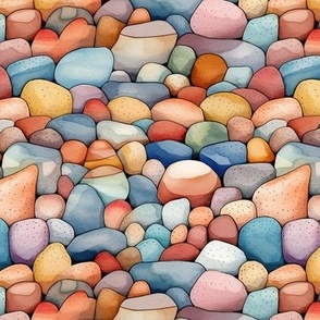 Boho Watercolor River Rocks