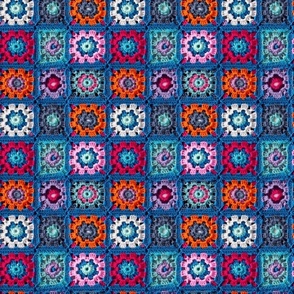 Blue Color Burst Granny Squares