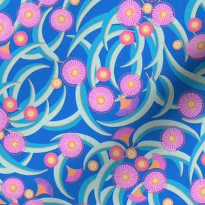 Eucalyptus modern blue pink large scale by Pippa Shaw