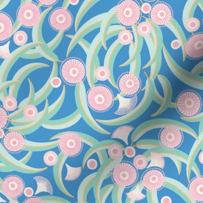 Eucalyptus classic blue mint pink large scale by Pippa Shaw