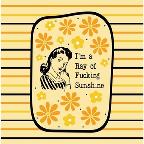 14x18 Panel Sassy Ladies I'm a Ray of Fucking Sunshine Yellow for DIY Garden Flag Small Wall Hanging or Tea Towel