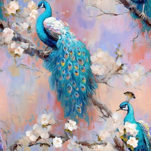 Peacock Dreams - Muted Pinks Background Wallpaper 