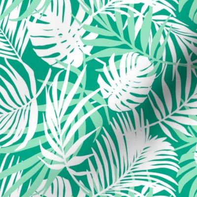 Hideaway - Tropical Palm Leaves Teal Aqua White Regular