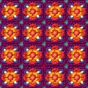 Orange and Purple Granny Squares