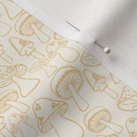 Small//Mushroom Medley, Whimsical Line Drawing//Buttercap Yellow