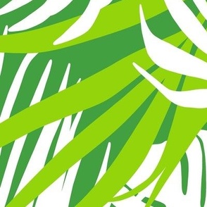 Hideaway - Tropical Palm Leaves Green White Jumbo 