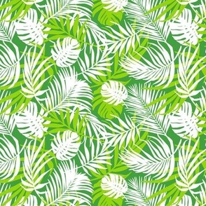 Hideaway - Tropical Palm Leaves Green White Small