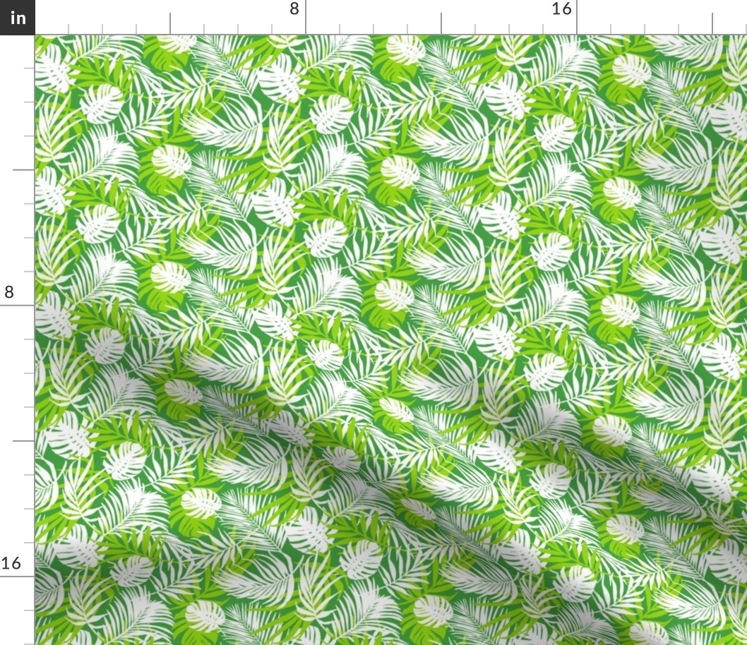 Hideaway - Tropical Palm Leaves Green White Small