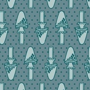 Medium//Retro Pointed Fungi Polkadot//Toadstool Teal