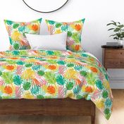 Hideaway - Tropical Palm Leaves White Multi Large