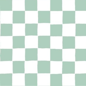 Hand Drawn Checkerboard sage-white