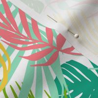 Hideaway - Tropical Palm Leaves White Multi Regular