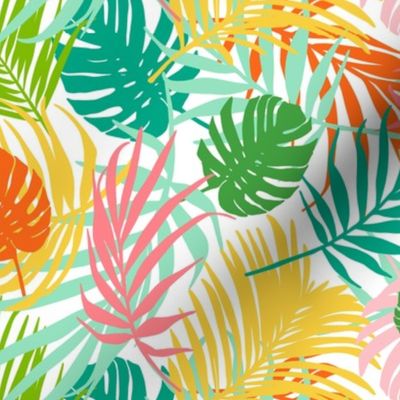 Hideaway - Tropical Palm Leaves White Multi Regular