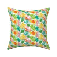 Hideaway - Tropical Palm Leaves White Multi Small