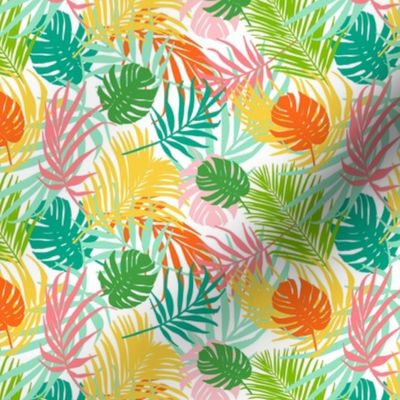 Hideaway - Tropical Palm Leaves White Multi Small