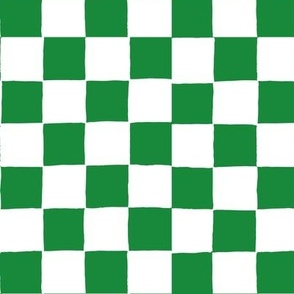 Hand Drawn Checkerboard Kelly green
