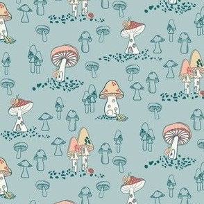 Medium//Sweet Snails Whimsical Mushroom Village//Stropharia Blue